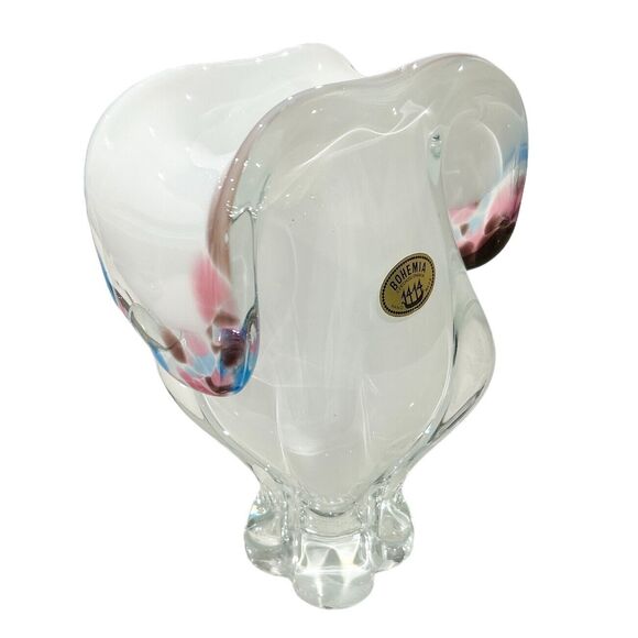 Bohemia Czech Republic Pink Blue and Brown Art Glass Hand Blown Glass Vase - Picture 4 of 9